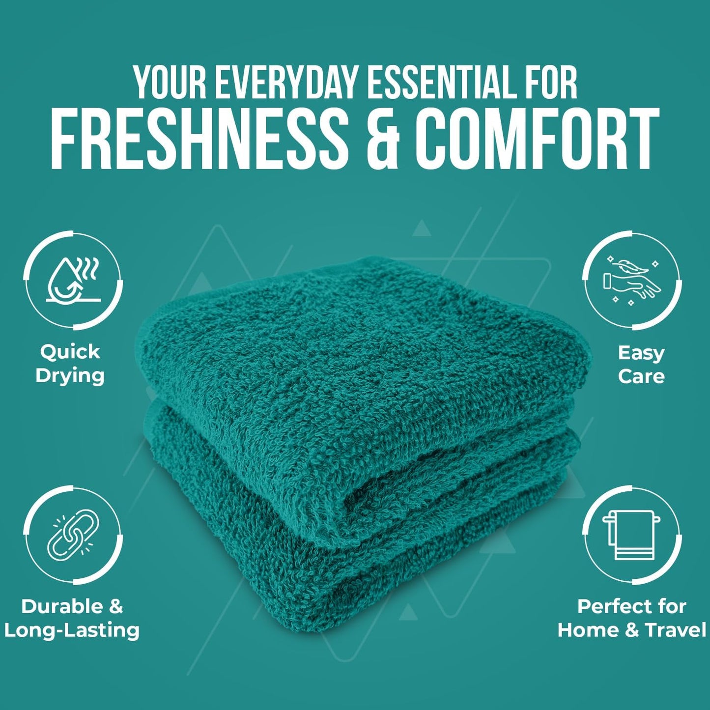 DAN RIVER 100% Cotton Wash Cloths 24 Pack [12x12] Soft & Absorbent Soft face Towels, Gym, Hotels & Spa Perfect for Everyday Use Fingertip Towels, Teal