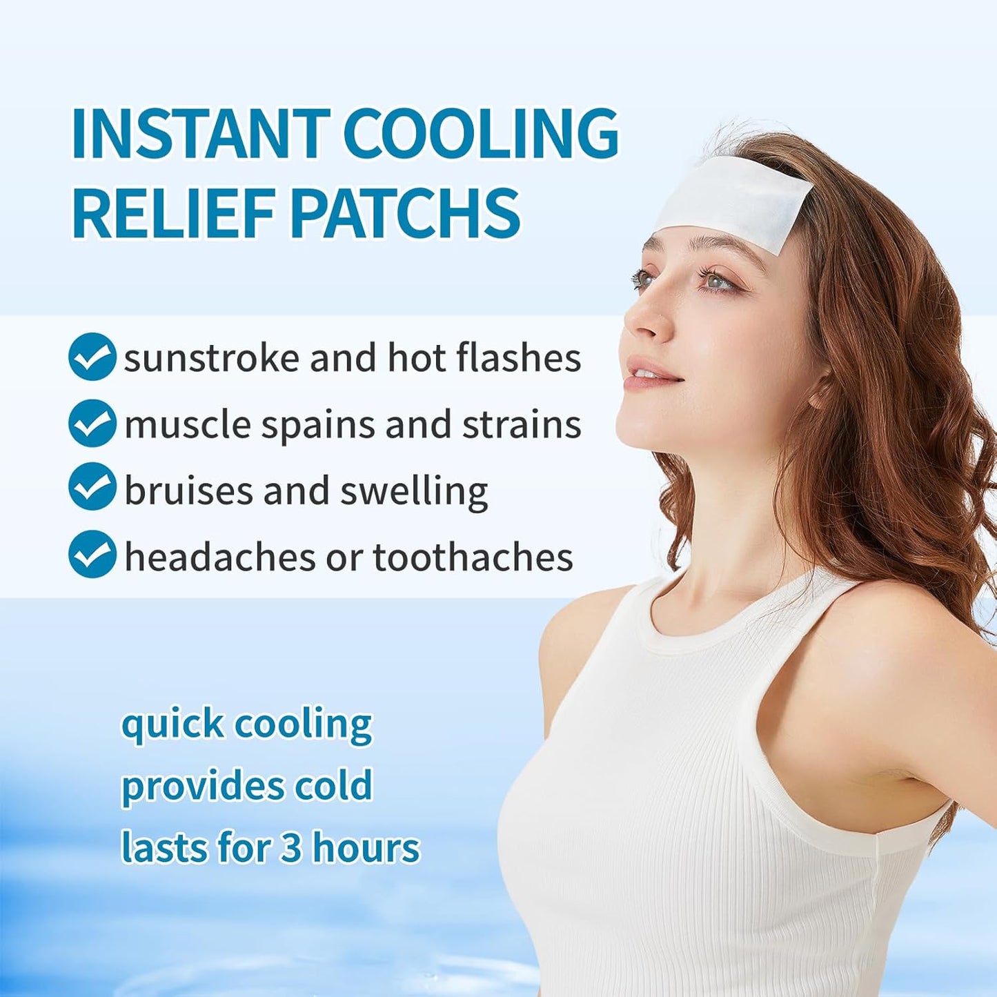 Instant Cooling Ice Packs for Outdoor Activities Summer Heat Relief - Large Disposable Cooling Patches for Neck Body, Camping Hiking Sports, Instant Temperature Drop 50 Pack