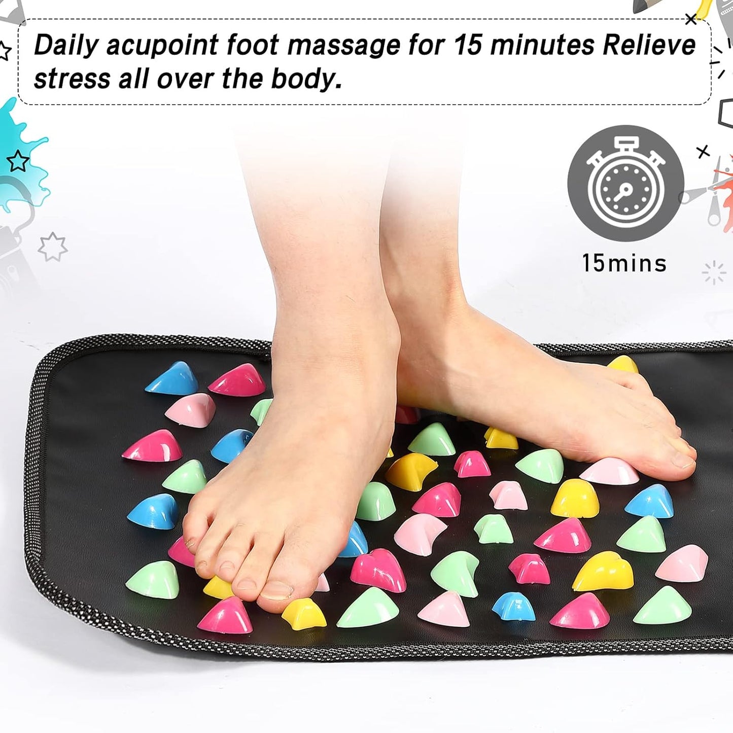 TrelaCo Foot Massage Mat Reflexology Walk Stone Road Foot Massage Acupoint Mat for Acupressure Relaxes for Long Sitting Elderly Students and Office Workers (27.56 x 13.78 Inches)