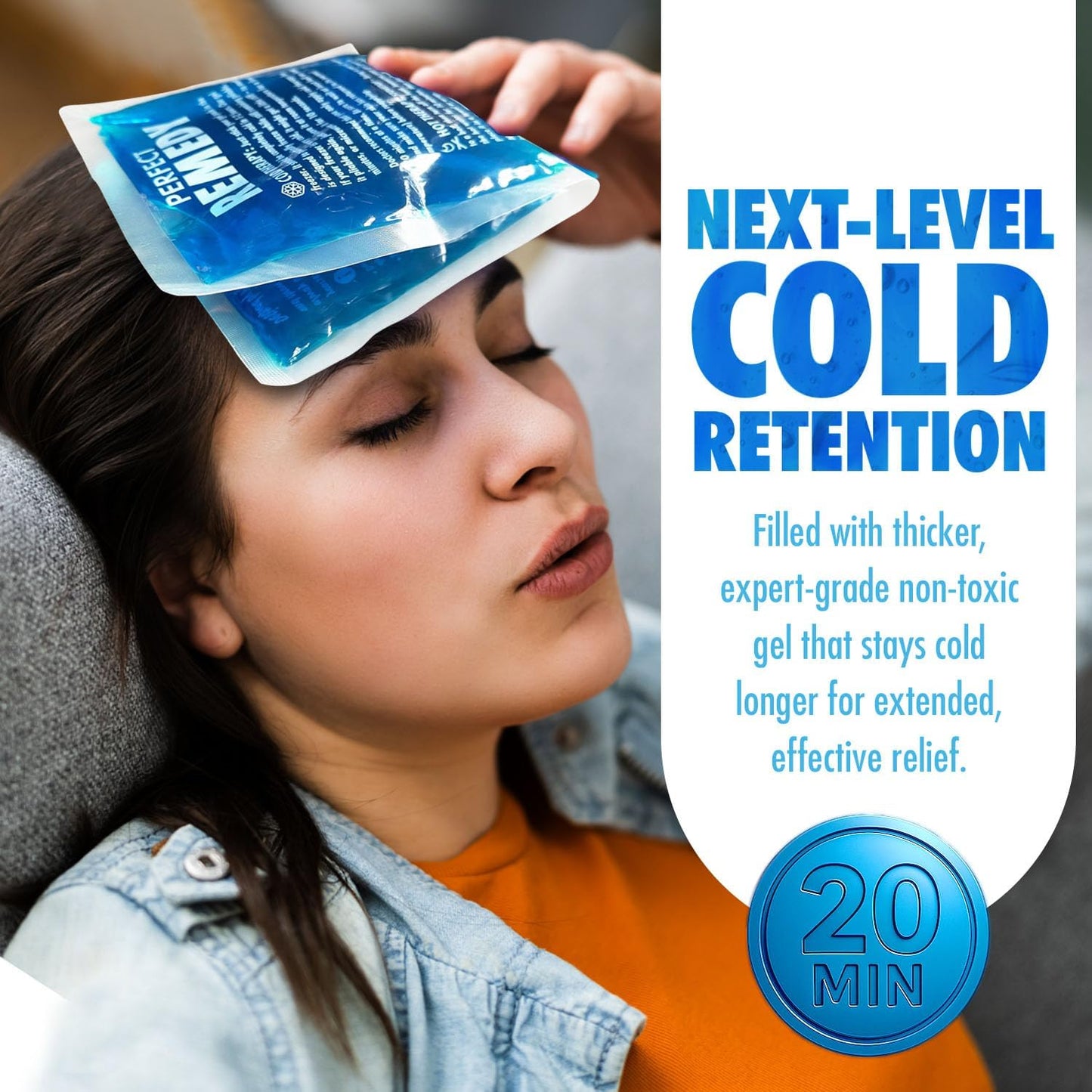 Perfect Remedy Rectangle (Blue, Regular) & Round Gel Ice Pack (5pcs) Bundle, Hot & Cold Ice Packs for Injuries Reusable for Body Tension & Muscle Pain Relief – Soft, Flexible & Adapts to Any Area