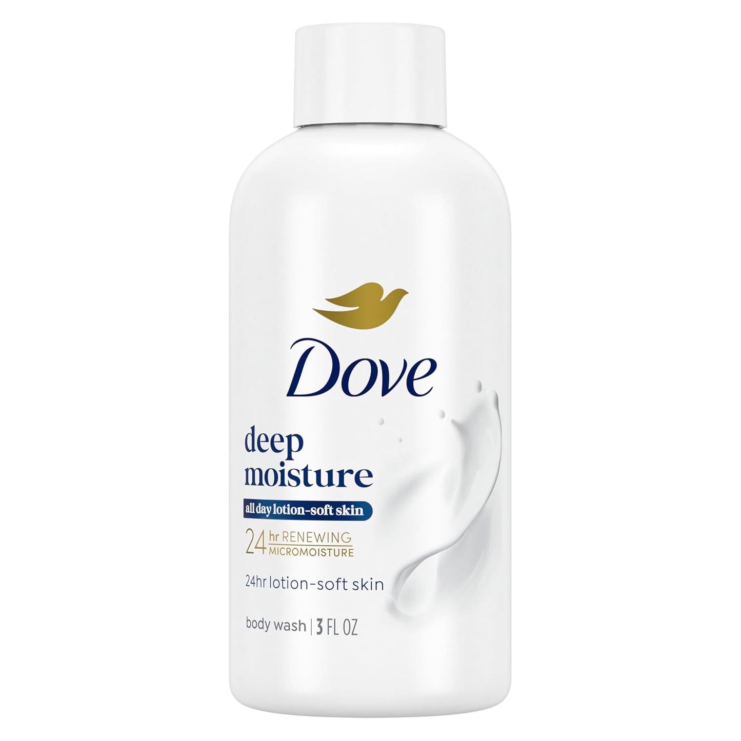 Dove Body Wash Deep Moisture for 24hr Lotion-Soft Skin Moisturizing Skin Cleanser with No Sulfates No Parabens 3 oz