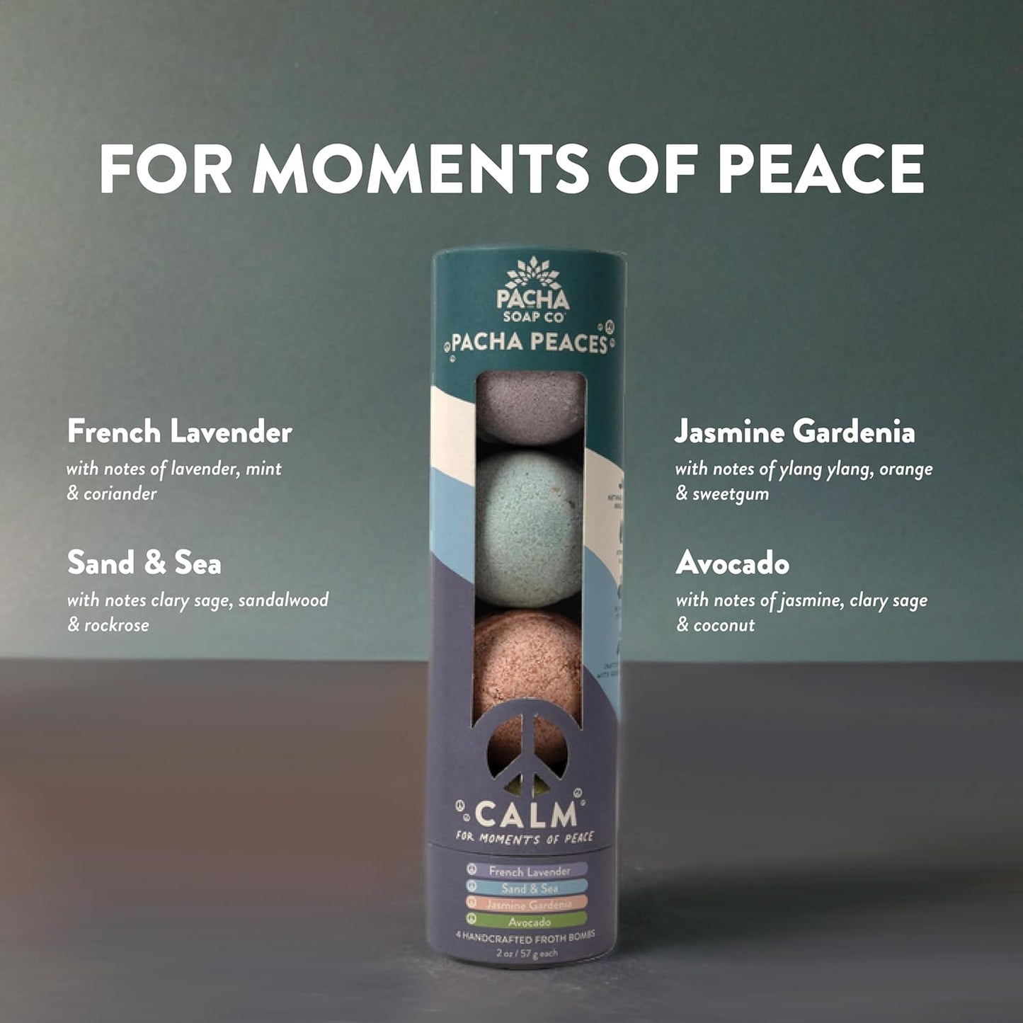 PACHA SOAP Co. Froth Bath Bomb, Pacha Peaces, Calm, 2-Pack (8-Pieces) - Scents of Lavender, Clary Sage, and Jasmine - Nourishing, Moisturizing, Naturally Derived & Handcrafted in The USA