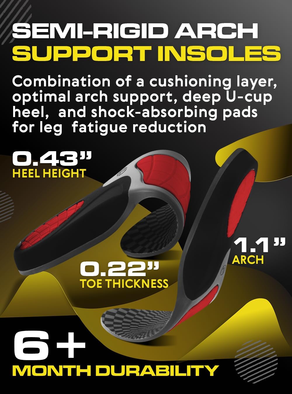 (New) Work Orthotic Insoles - Anti Fatigue Medium Arch Support Shoe Insert Men Women - Plantar Fasciitis Flat Feet - Relieve Foot Pain - Work Boot Insoles Standing All Day (S, Gray)