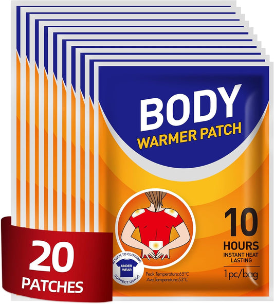 Body Warmers Heat Patches, Adhesive Heating Patches Disposable, Portable Instant Hot Packs Lasting up to 10 Hours, Travel Size Heat Pads on Cruise- 20 Packs