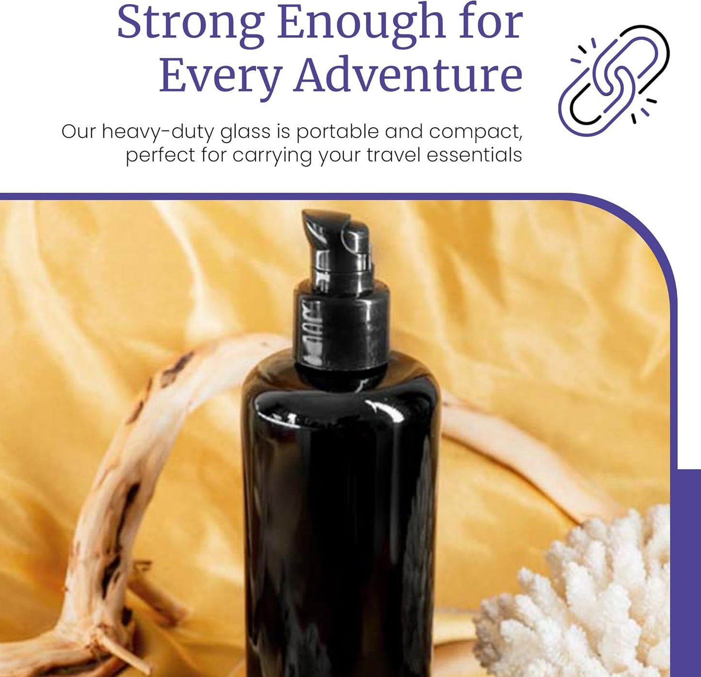 Infinity Jars 200 Ml (6.8 fl oz) Refillable Ultraviolet Black Glass Pump Bottles Leak-Proof Travel Containers for Toner, Sanitizer, Beard Oil, Hair Serum, Essential Oils 10-Pack