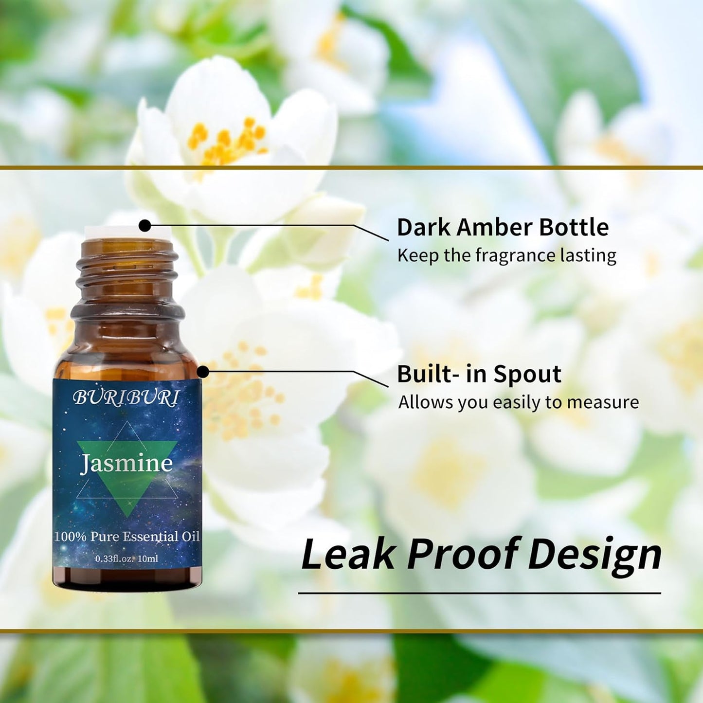 BURIBURI Jasmine Essential OIil and Eucalyptus Oil 2Pack Natural Eucalyptus Essential Oils 10ml for Diffusers (Jasmine+Eucalyptus)
