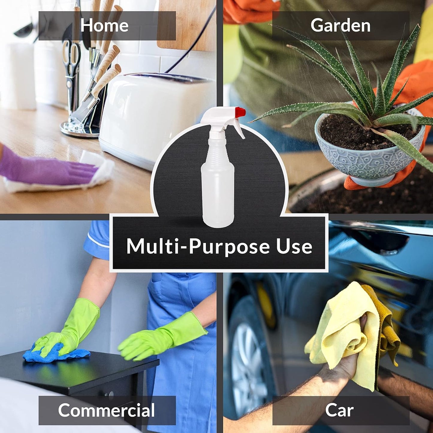 Pinnacle Mercantile Plastic Spray Bottles Leak Proof Technology Empty 16 oz Value Pack of 2 Made in USA