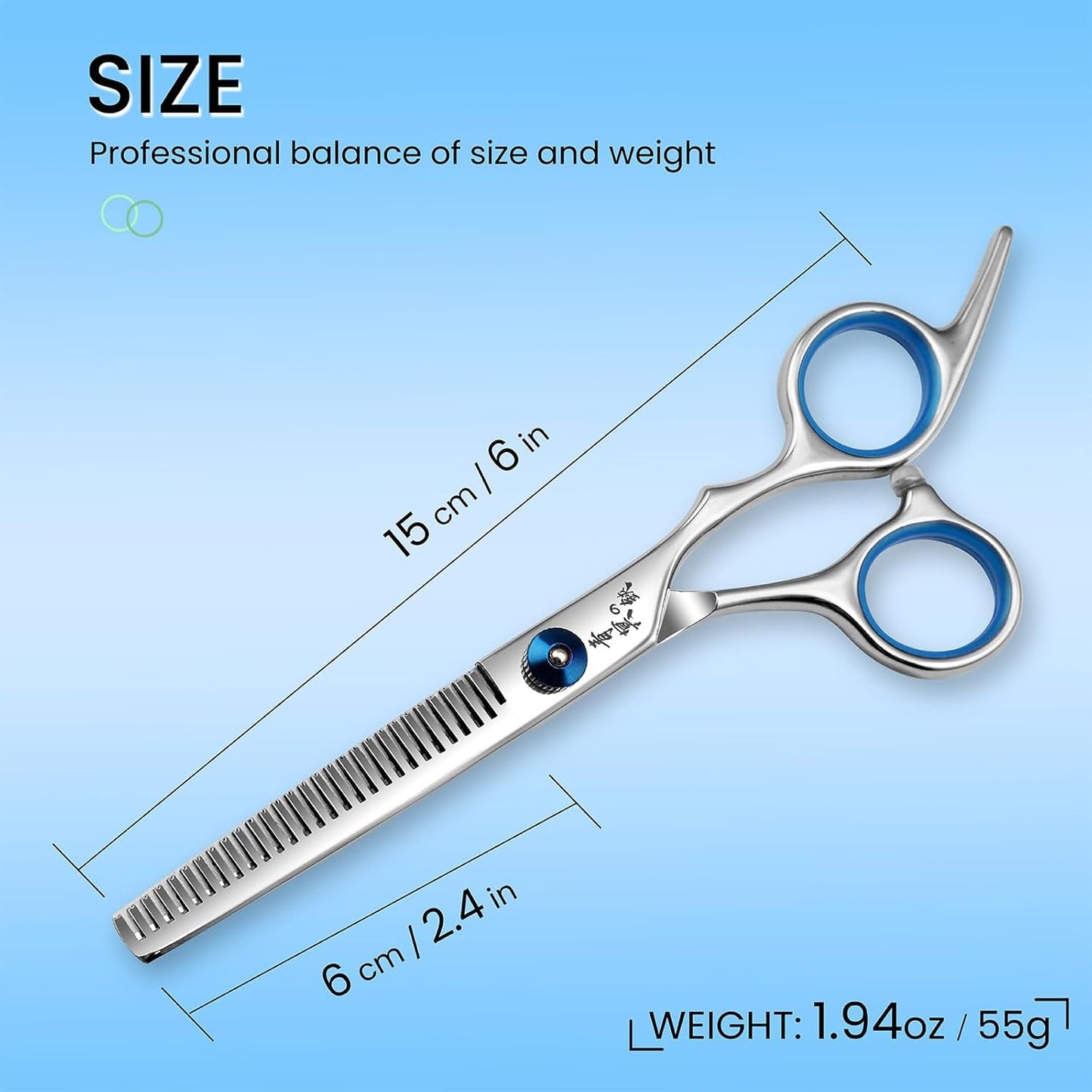 Hair Cutting Scissors, Thinning Shears Professional Haircut Scissors, 6.0 Inch Texturizing Teeth Shears for Hairdressing, Salon and Home Use