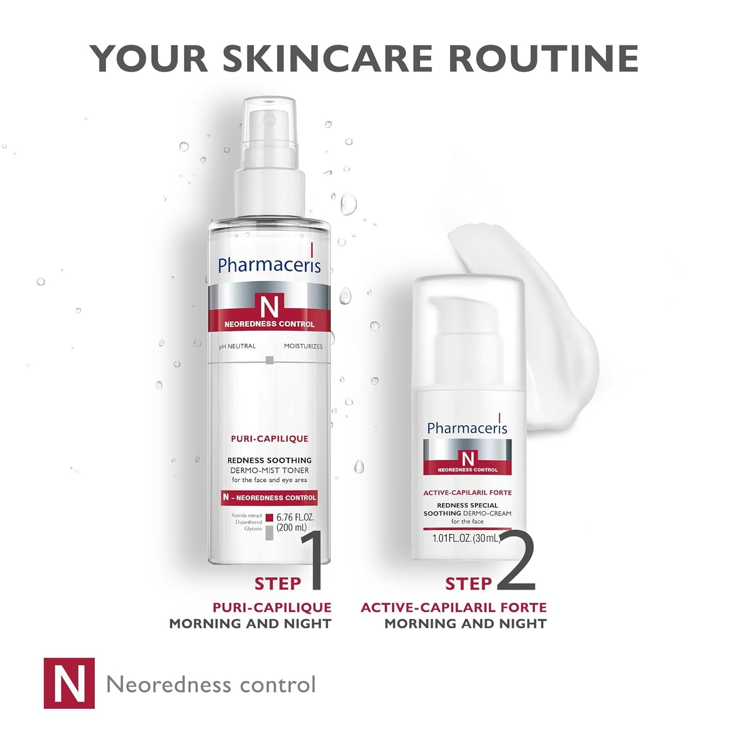 Redness Soothing Cream, Calms Redness, Evens Tone, Facial Moisturizer, Helps Support the Barrier, Skin Care for Sensitive & Red Skin, ACTIVE-CAPILARIL FORTE, 1.01 fl oz