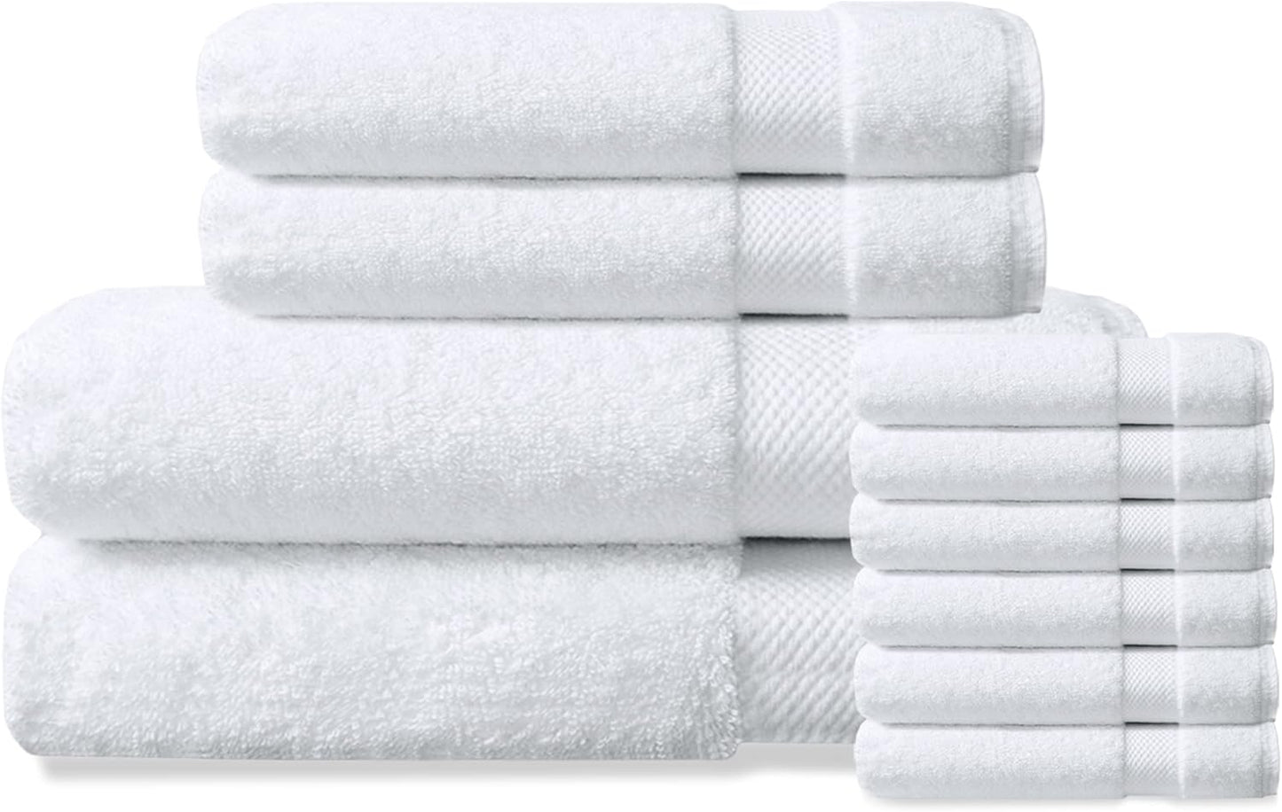 Delara Organic Cotton Luxuriously Plush Bath Towel 10 Piece Set|GOTS & Oeko-TEX Certified|Premium Hotel Quality Towels|Feather Touch Technology|650 GSM Long Staple|Soft, Quick Dry & Ultra-Absorbent