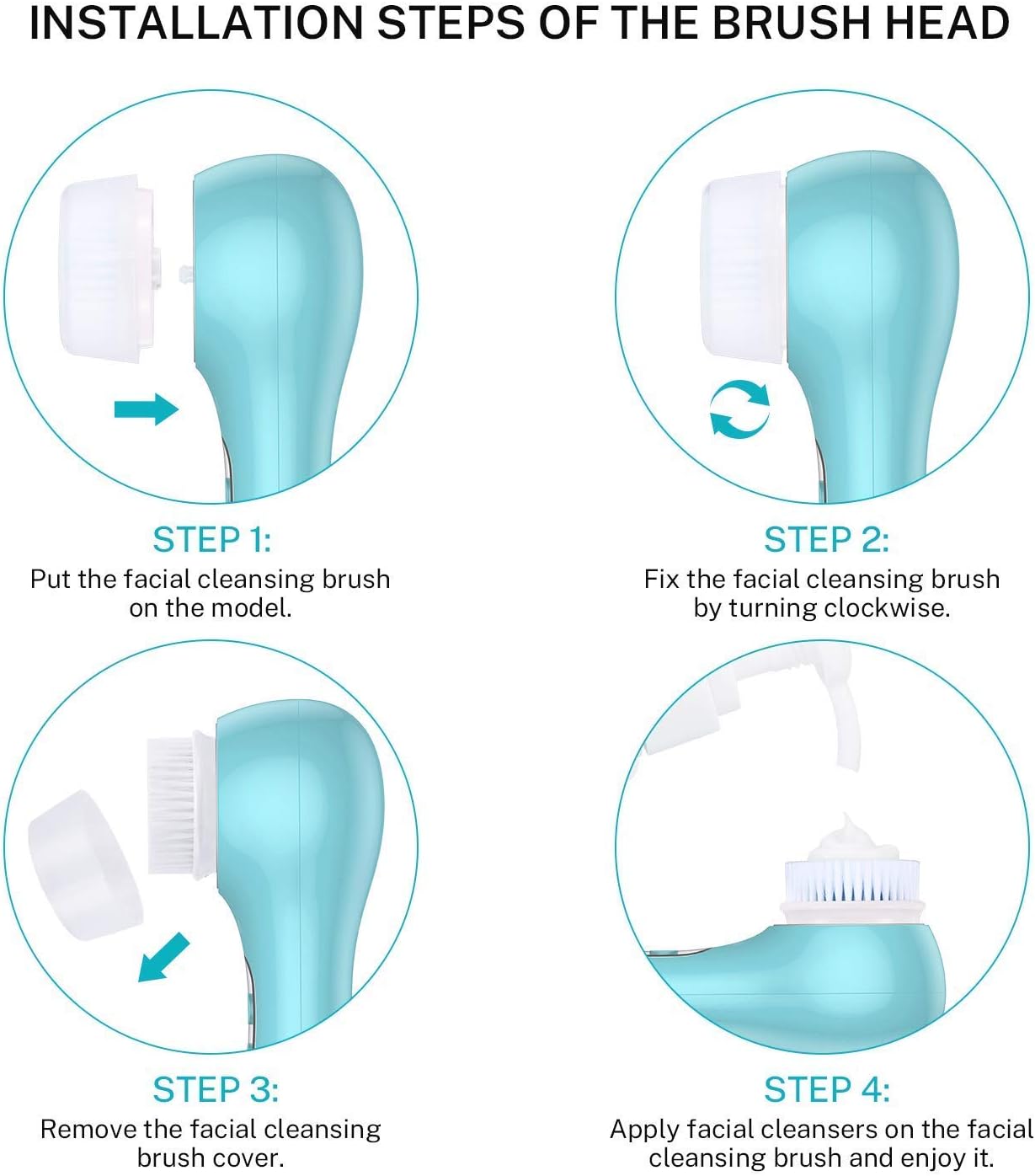 Replacement Facial Cleansing Brush Heads, Facial Cleansing Brush Head, Exfoliator Facial Brush Heads, for Acne Prone, Clogged and Enlarged Pores Skins (2 Pack/Green)