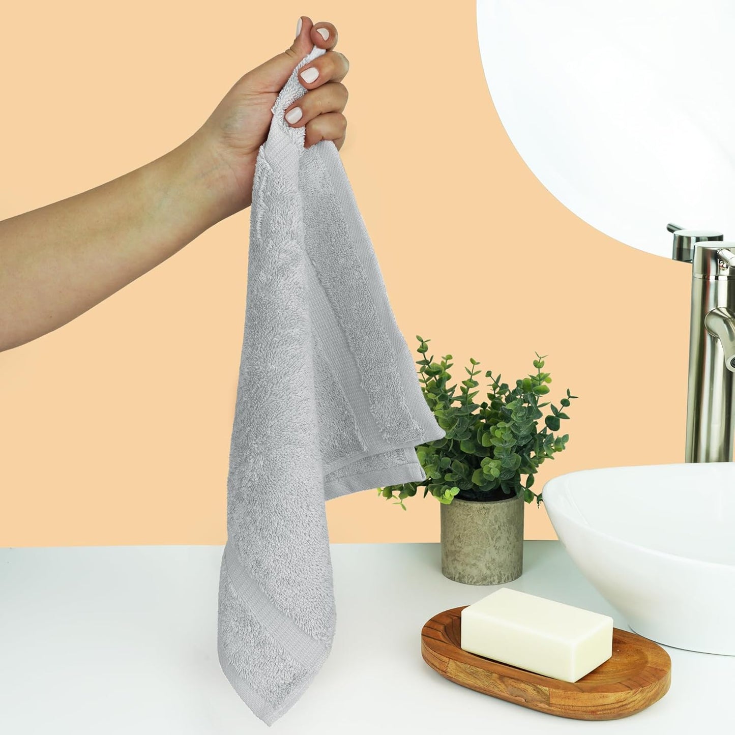 Chakir Turkish Linens | Hotel & Spa Quality 100% Cotton Premium Turkish Towels | Soft & Absorbent (12-Piece Washcloths, Silver Gray)