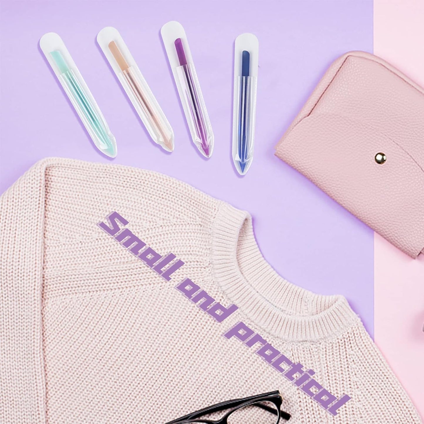 4Pcs Glass Cuticle Pusher, heemeei Dual-Ended Manicure Stick, Crystal Cuticle Pusher Glass File, Professional Precision Filing Cuticle Remover, Manicure Pedicure Tools for Nails and Cuticles Care…