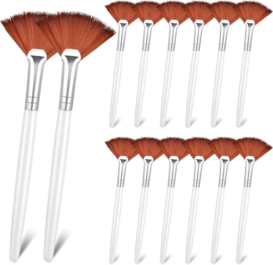 Patelai 14 Pieces Fan Brushes Applicator, Mask Brushes for Facial Makeup Tools for Face Cosmetic(Brown)