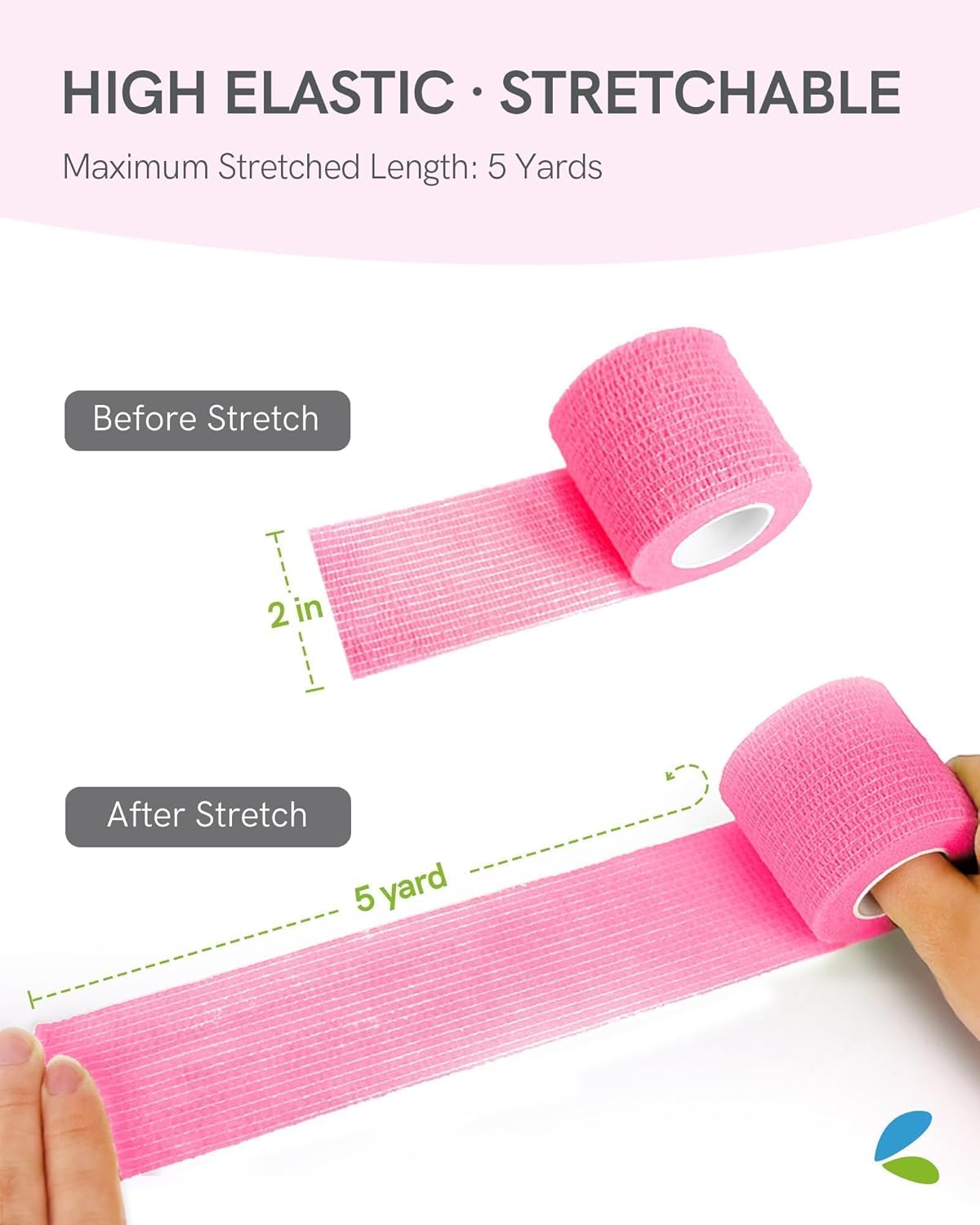 FriCARE Self Adhesive Bandage Wrap, Medical Tape in First Aid Kit, Cohesive Bandages for Wounds Sport Vet, 2 Inches X 5 Yards 16 Rolls, Glowing