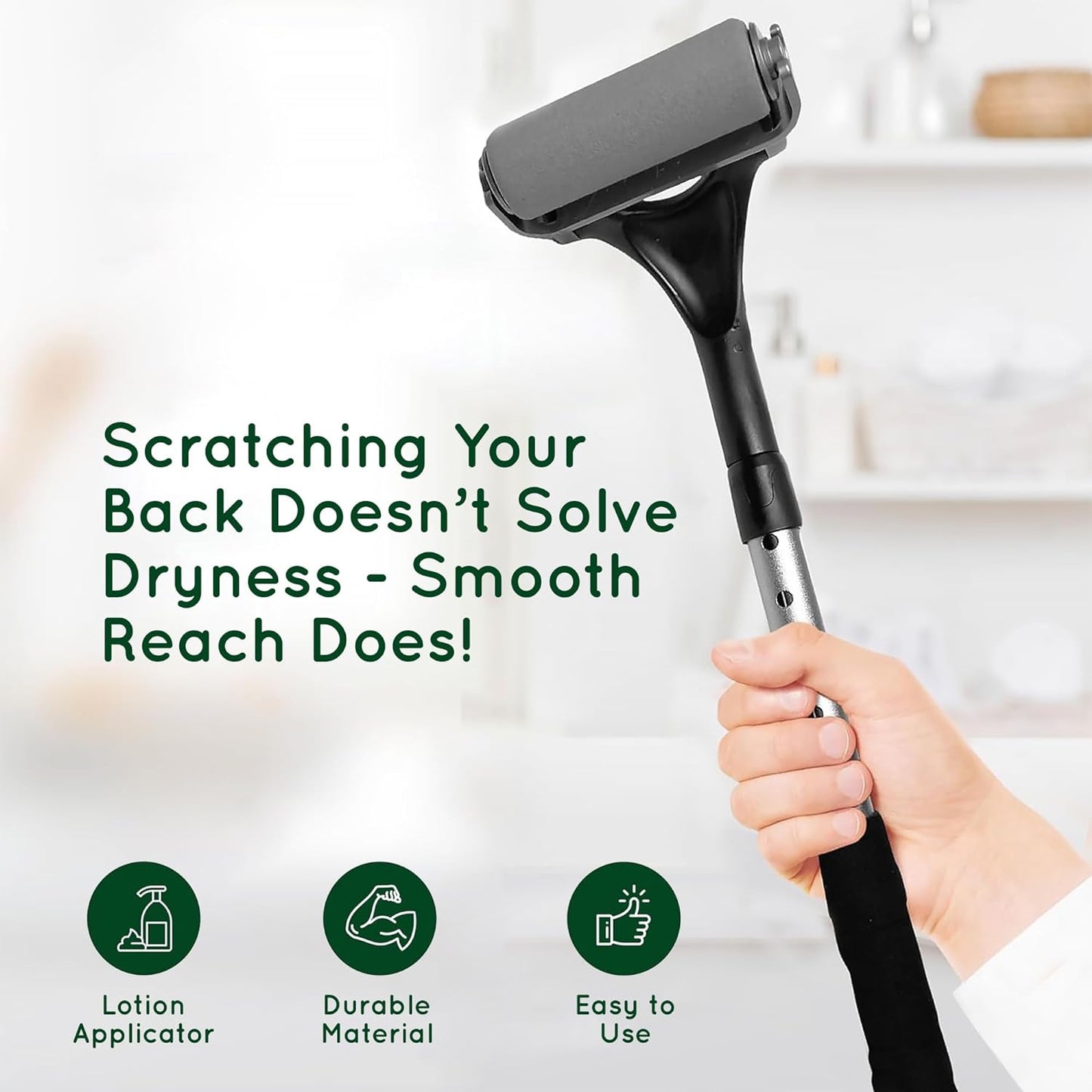 Lotion Applicator for Back - Sunblock and Sunscreen Application Roller - Apply Moisturizer, Cream, Ointment, Oil, Self Tanner - Daily Living Aids - Reacher - Back Scratcher Upgrade – Washable
