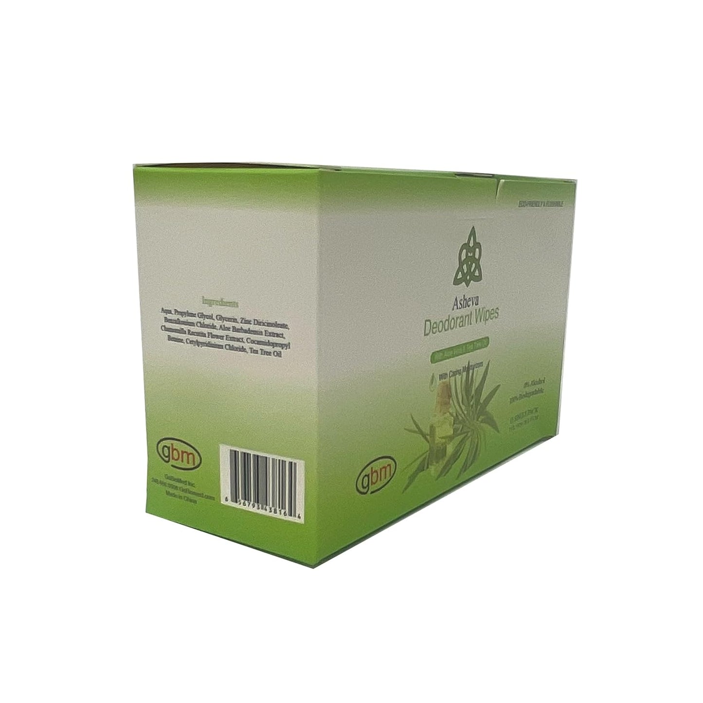 Asheva - Individually Packaged Deodorant Wipes - Box of 15 Wipes (Tea Tree)