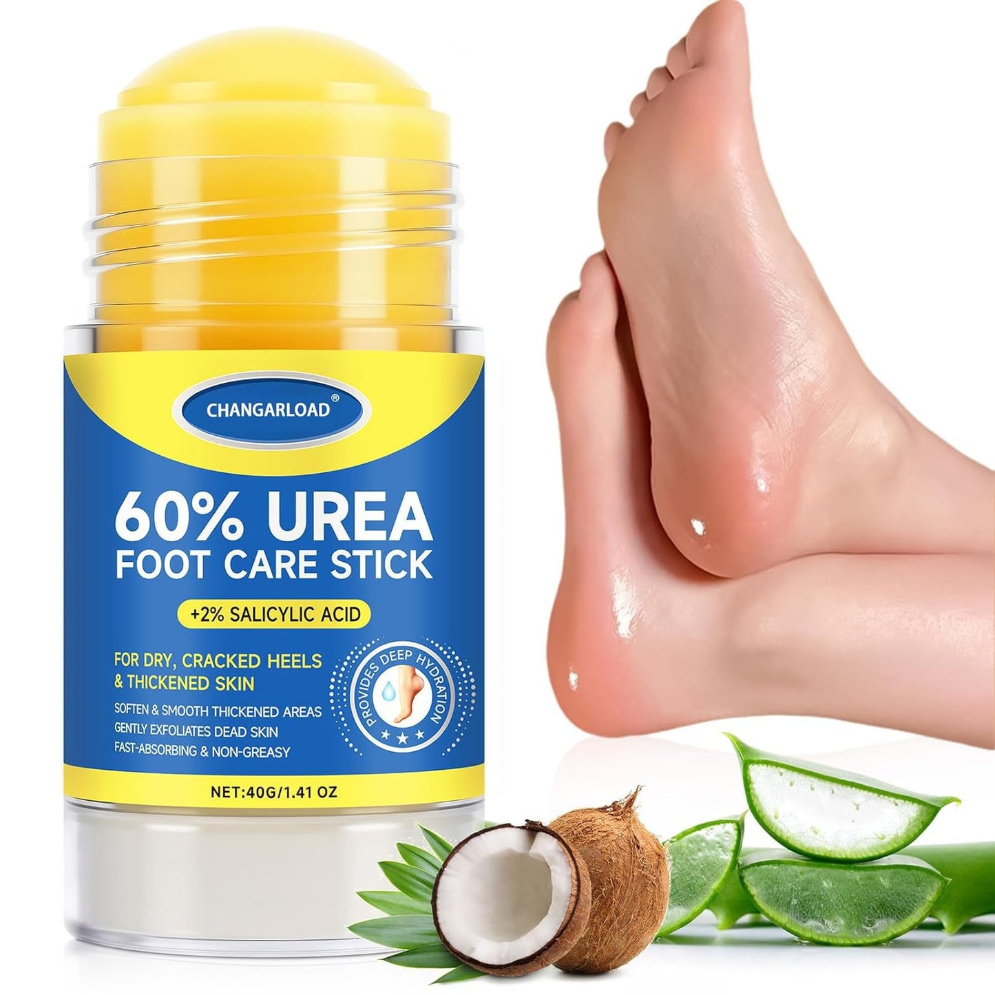 60% Urea + 2% Salicylic Acid Foot Cream–Ultra-Moisturizing Formula, Exfoliates Dead Skin, Softens Dry, Cracked Skin on Feet, Knees, Hands, Elbows. Helps soften callused, rough, or tender areas 1.41oz