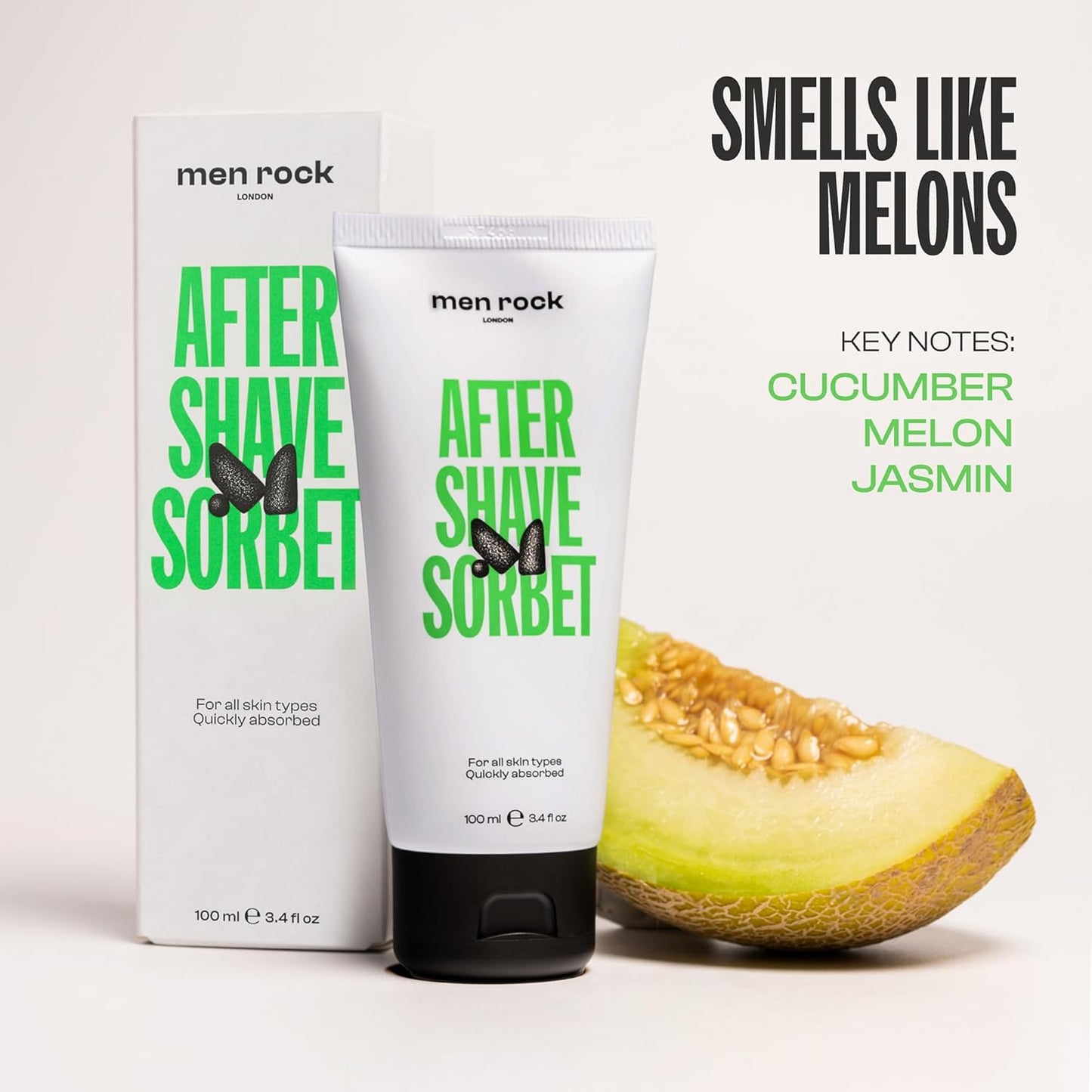 Men Rock After Shave Sorbet - Face Moisturizer - Soothing Aftershave for Men - Mens Skincare Products - Post Shave Balm - Face Lotion - 3.4 oz