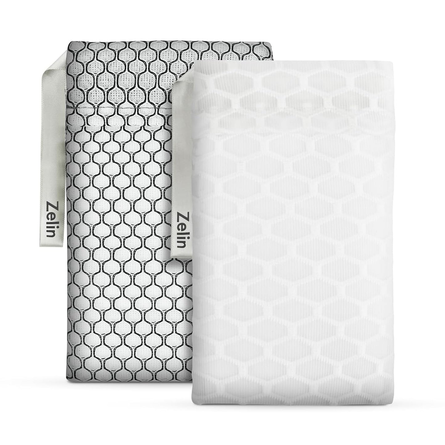 zelin Soap Bags, 2 Pack 7.2-Inch Medium Size Exfoliating Bar Soap Pouch with Double Layer Premium Fabric, Soap Saver Bag for Foaming and Skin Cleansing (Pearl White And Ink Black)