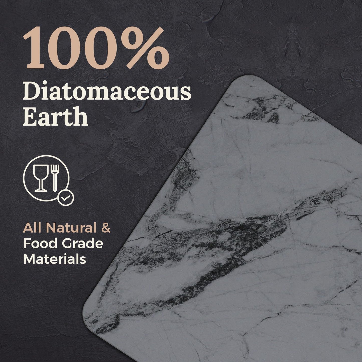 AquaTerra Diatomaceous Earth Drying Mat with Matching Sponge Caddy & Dish Rack | 3-Piece Set (Dark Gray Marble, Large) | Heat-Resistant & Multi-Purpose for Drying and Kitchen Organization