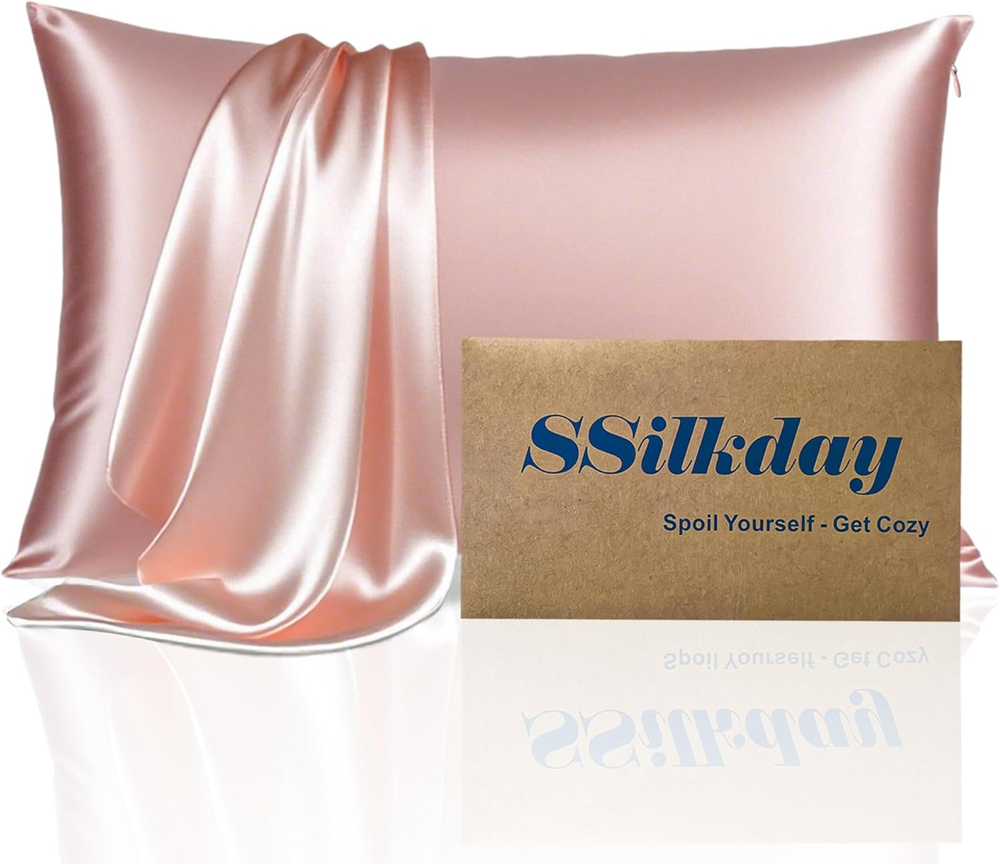 Mulberry Silk Pillow Cases with Zipper, Ultra Smooth Soft Breathable Cooling Pillow Cases for Hot Sleepers, Silk Satin Pillowcase for Hair and Skin, Gifts for Women (Pink, Standard Size, 1 Pack)