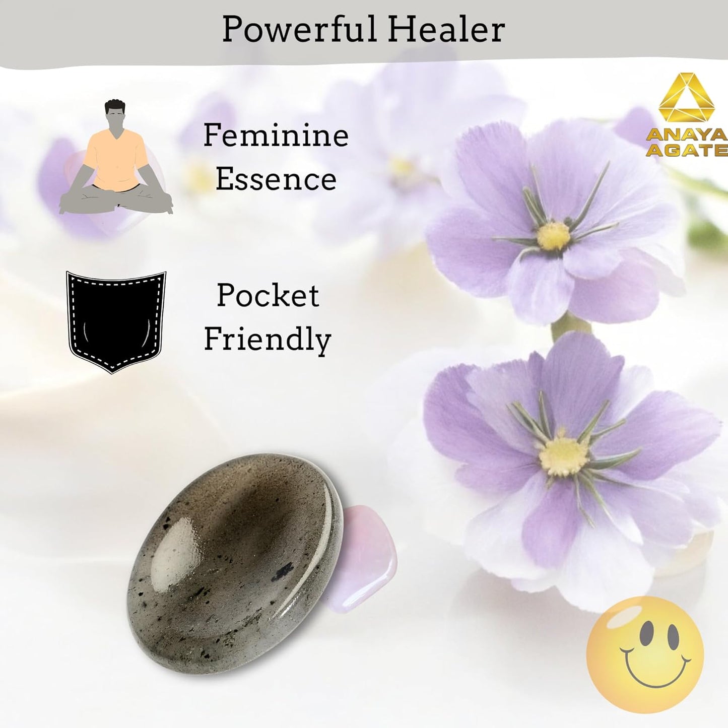 Iolite Worry Stones – Crystal Thumb Worry Stone for Anxiety, Stress – Relaxing and Soothing Balance Stones for Meditation, Stress Relief – Healing Stones and Crystals for Men and Women