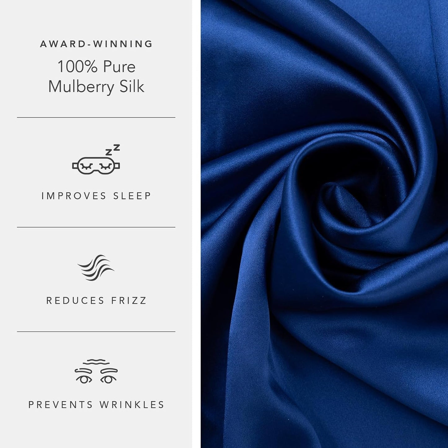 Fishers Finery 25mm 100% Pure Mulberry Silk Pillowcase (Navy Queen 2 Pack)