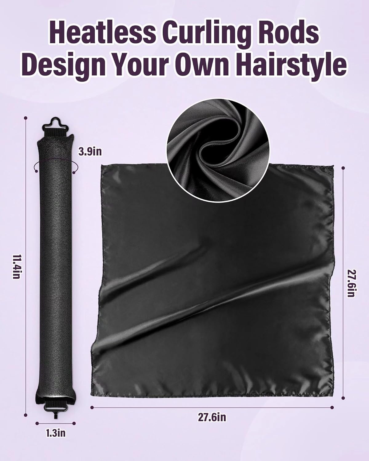 Heatless Hair Curler Overnight Curls-3 Pcs No Heat Curling Blowout Rod to Sleep In,Hair Rollers with Satin Scarf