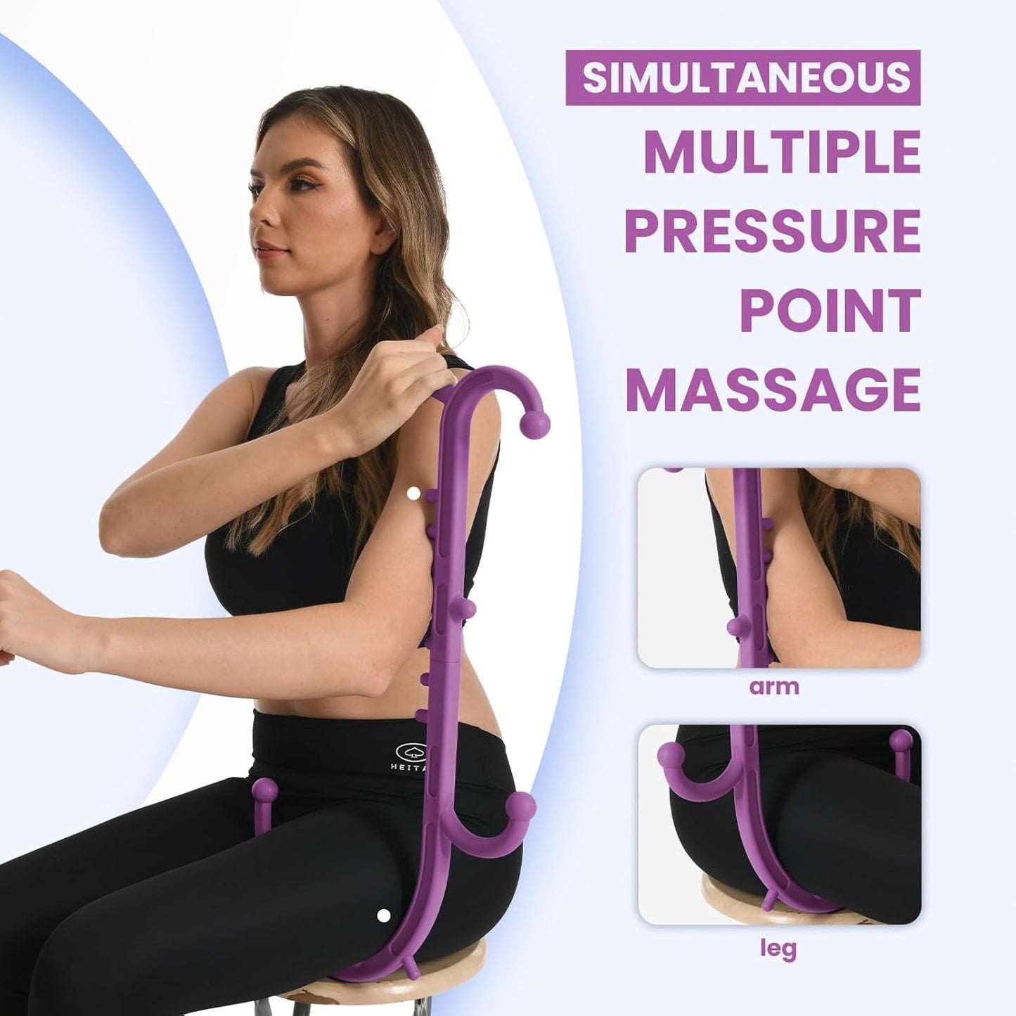 Deep Tissue Back & Neck Massager - Back Massager Stick for Pain Relief, Muscle Knot Remover, Trigger Point Massage Tool for Full Body, Shoulders, Legs - Pressure Point Massage Tool