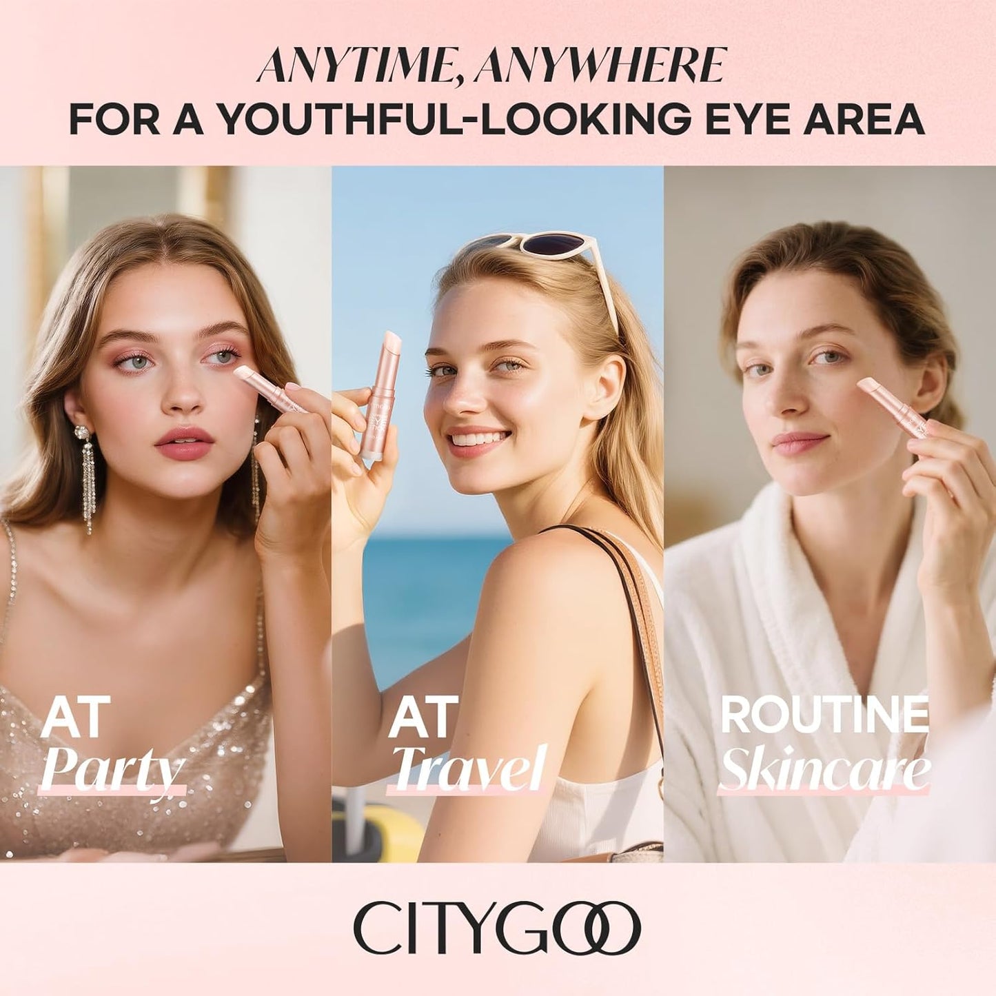 CITYGOO Caffeine Eye Cream Stick: Anti-Aging Firming & Moisturizing Balm for Dark Circles Puffiness & Eye Bags - Travel-friendly for Women (Caffeine Eye Cream, 1pcs)