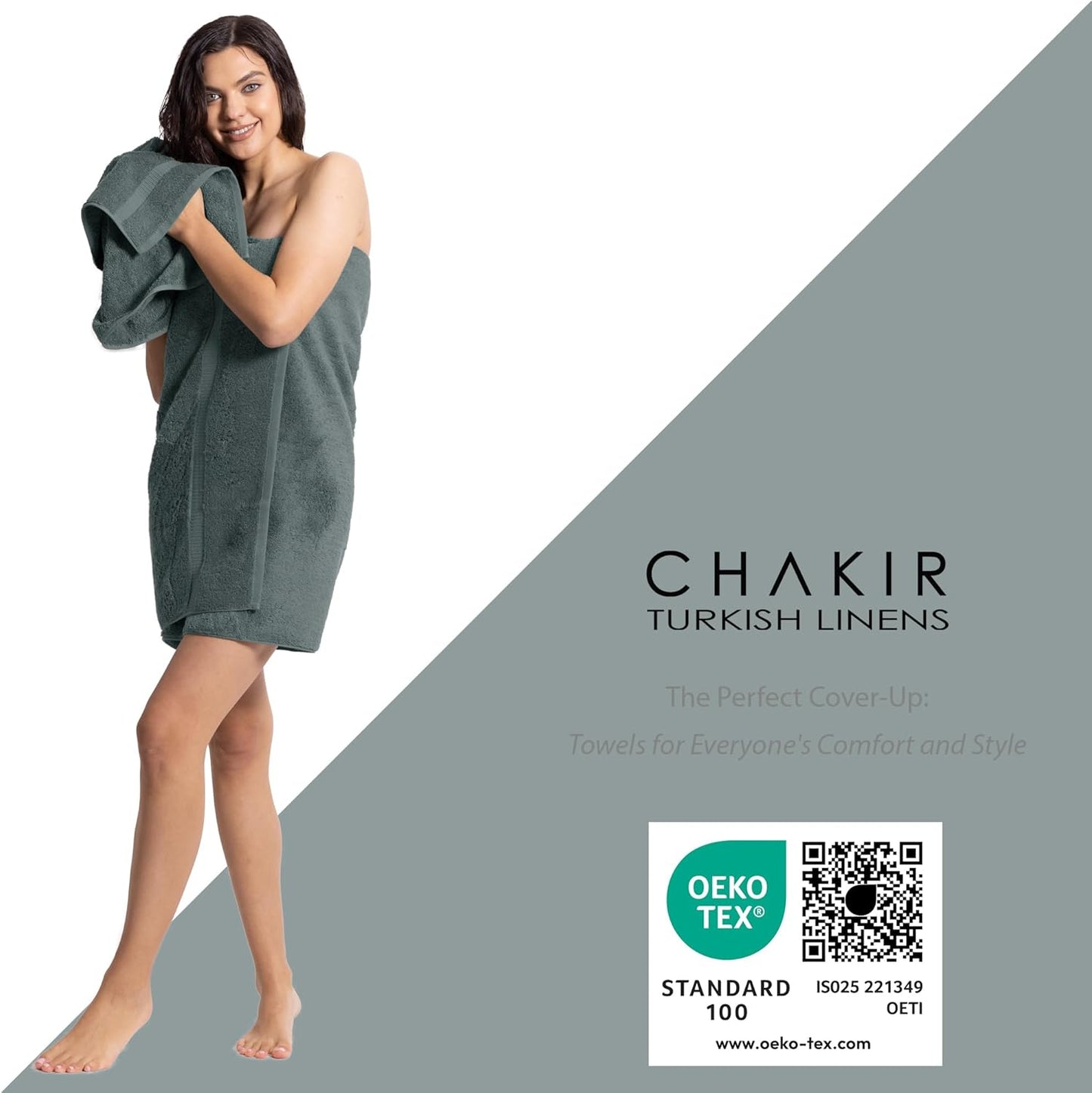 Chakir Turkish Linens | Hotel & Spa Quality 100% Cotton Premium Turkish Towels | Soft & Absorbent (12-Piece Washcloths, Dark Gray)