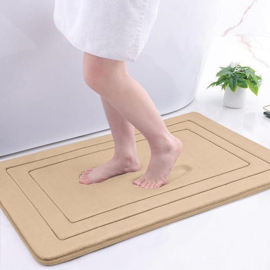 Arotive Memory Foam Bathroom Rug Mat 36x24, Ultra Soft and Absorbent Bath Mat, Machine Wash Dry, Comfortable Bath Rug Carpet for Bathroom Floor, Tub and Shower, Beige