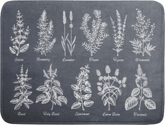 Flower Herbs Dish Drying Mat Wild Plant Dish Rack Mat with Hanging Loop Fast Dry Dish Drainer Pad for Kitchen Counter Sink 18x24 Inch