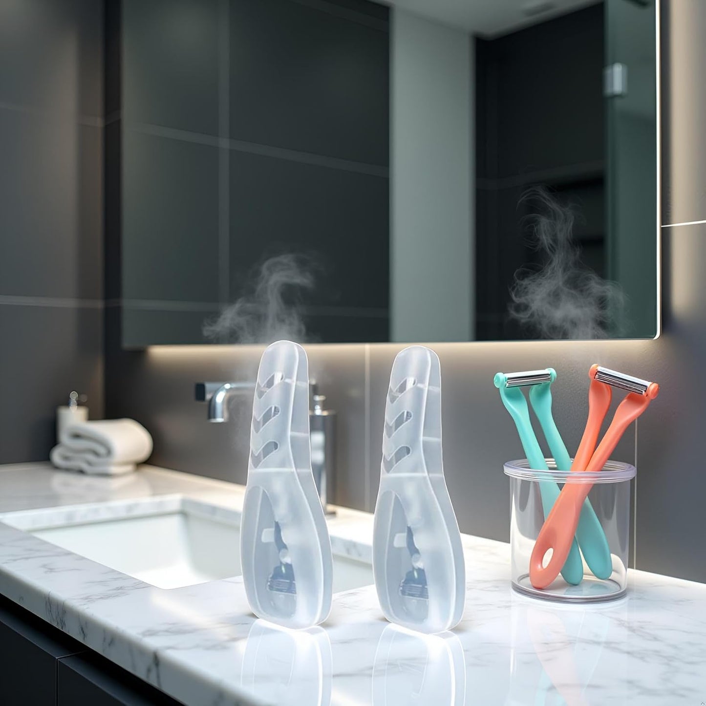 2Pcs Clear Portable Travel Men Manual Razor Protector Plastic Box Cover Container Storage Shaver Holder Protector Case Organizer, Compact Ttravel Razor Protector Men's Electric Shaver Accessories