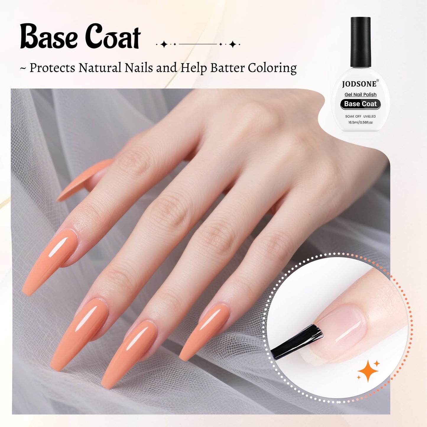 JODSONE 4Pcs Base Coat Top Coat Nail Primer Builder Gel for Strong Long Lasting Manicures Prep Protect and Perfect Your Nails 16.5ml Each Salon Quality Set