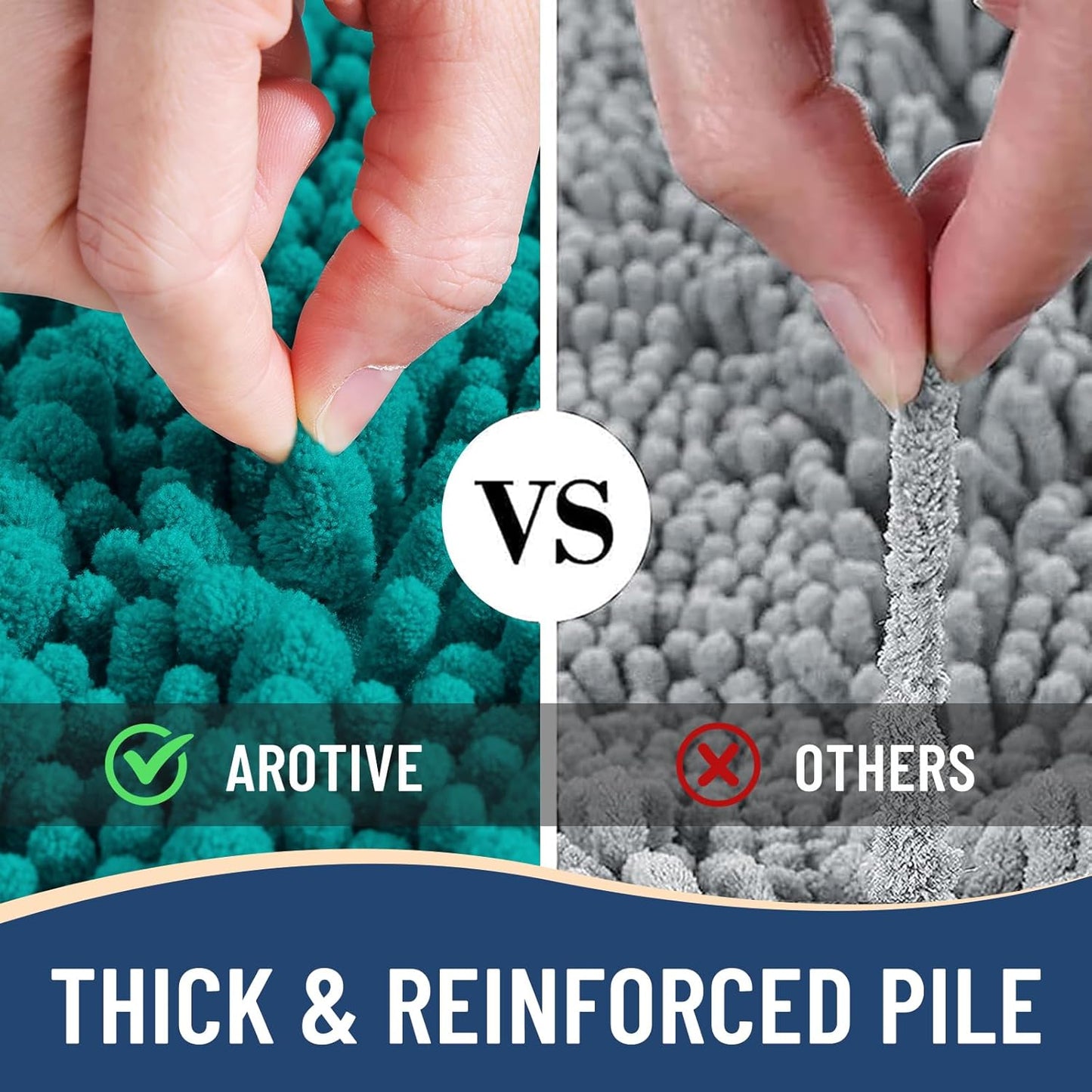 Arotive Luxury Chenille Bathroom Rug Mat, Extra Soft Thick Absorbent Shaggy Bath Rugs, Non-Slip Machine Wash Dry, Plush Bath Mats for Bathroom, Shower and Tub, 36x24, Lake Blue