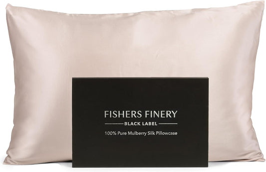 Fishers Finery 30mm 100% Pure Mulberry Silk Pillowcase, Quality Tested (Taupe, Standard)