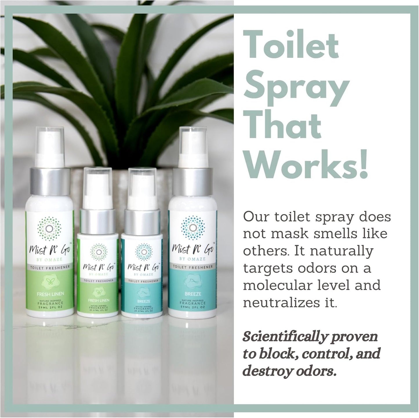 Mist N' Go by Omaze Travel Odor Eliminator - Toilet Spray for Bathroom Air Freshener - Clean Mix, Daily Pack (2oz x1 + 1oz x1)