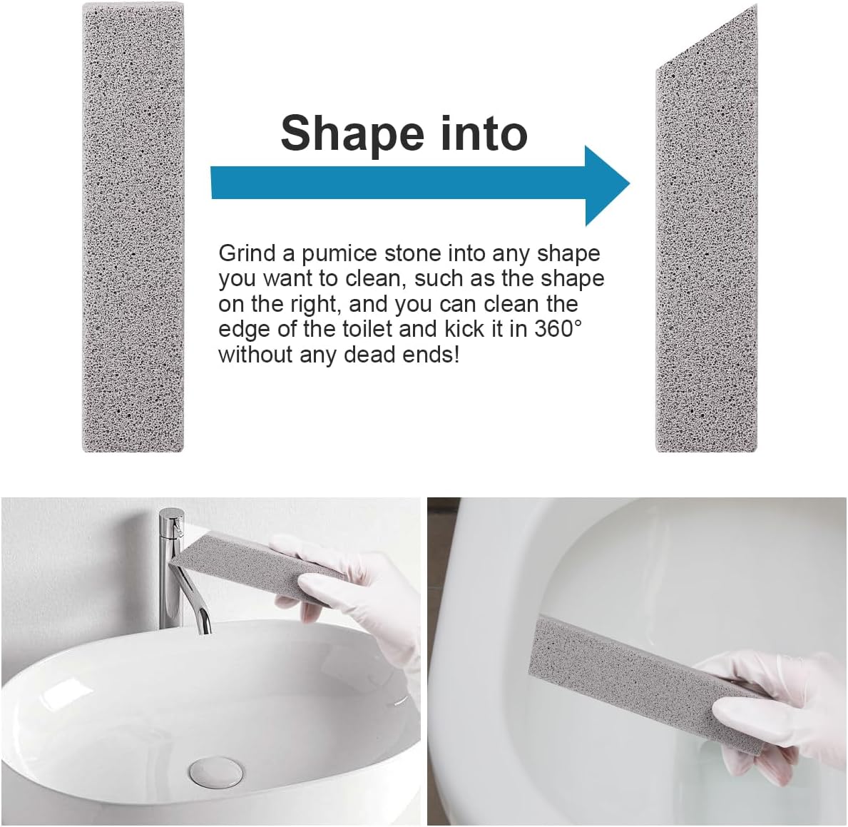 Herda 16 Pack Pumice Stone Toilet Bowl Cleaning, Powerfully Pumice Stick for Cleaning Hard Water Rings, Calcium Buildup, Rust, Pumice Stone for Cleaning Toilets, Tubs, Grills, Swimming Pools, Sinks