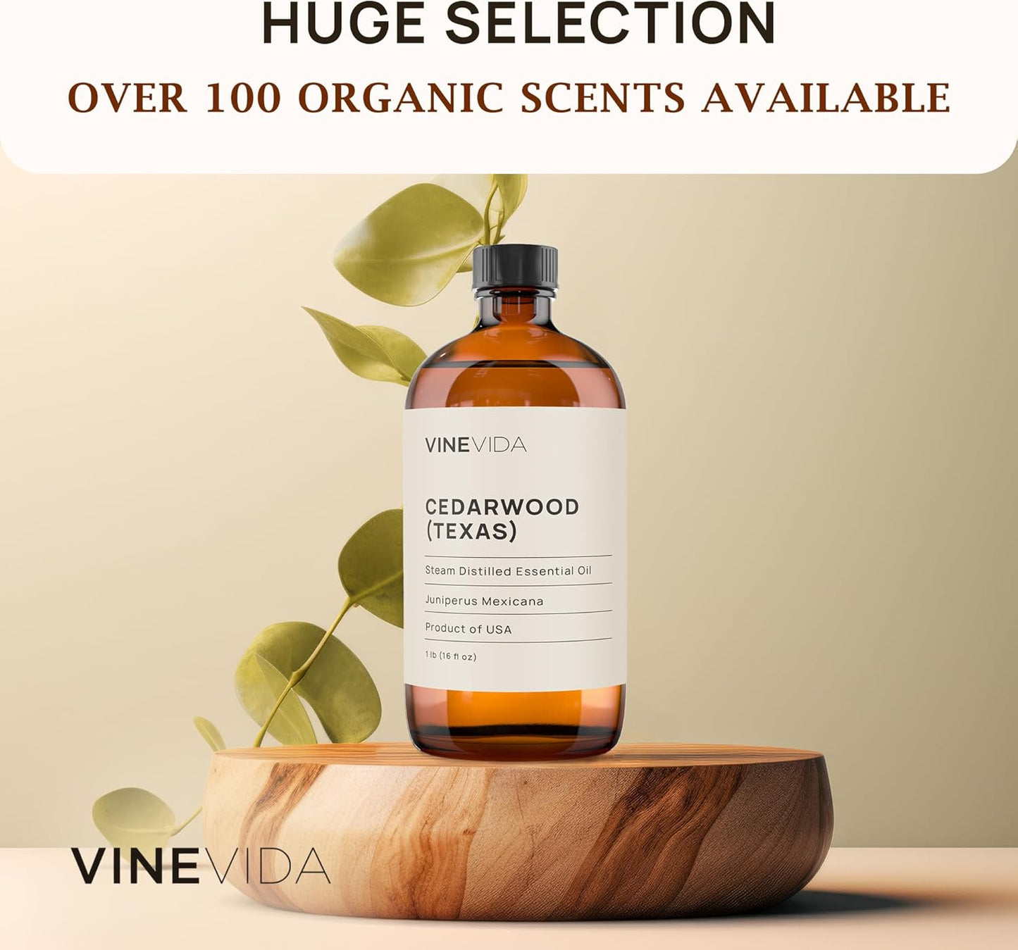 VINEVIDA Cedarwood Essential Oil 16 oz - Texas Candle Oil Scent - DIY Candle Scents - Bulk Oil for Soap Making