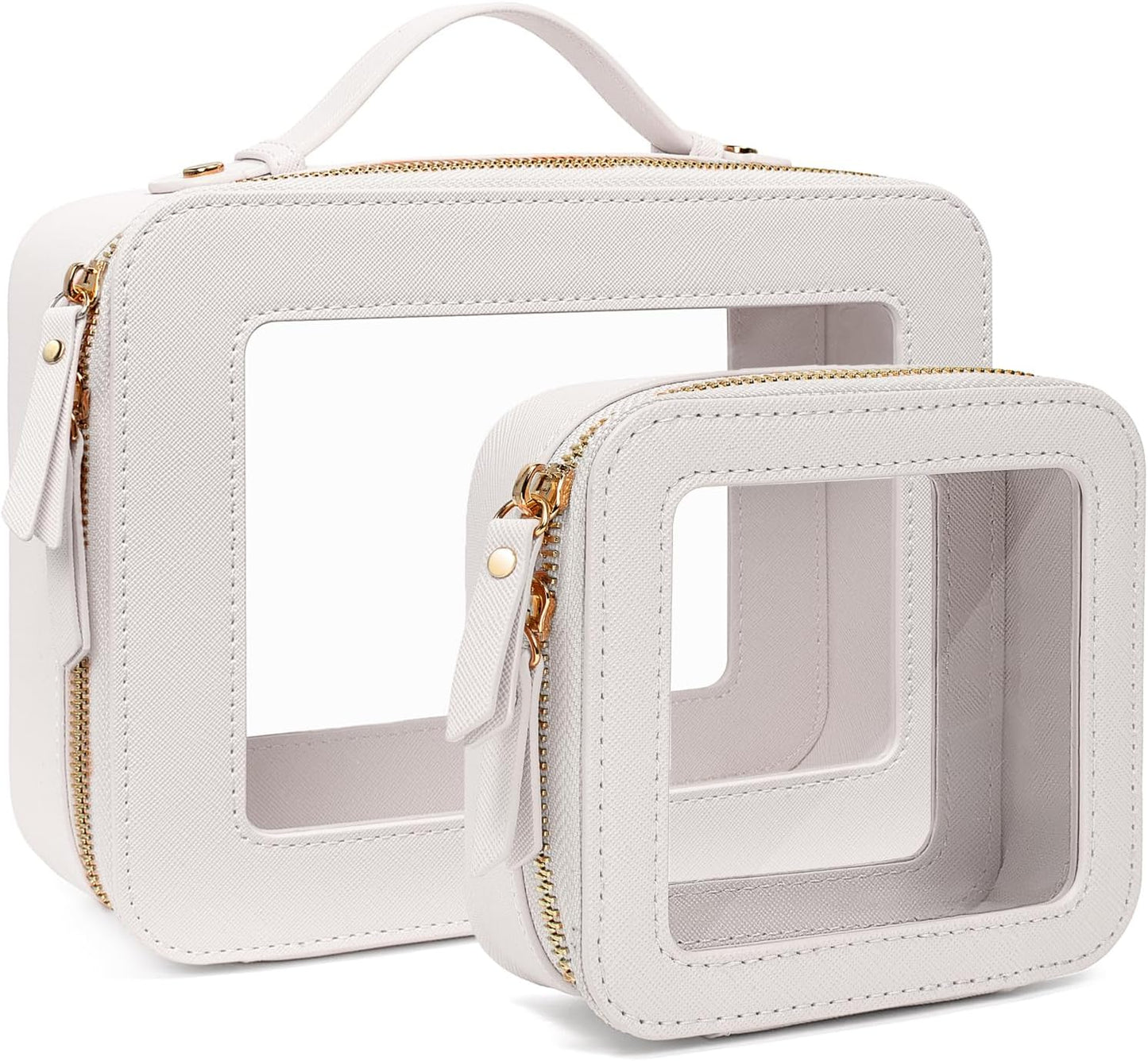 Travel Clear Makeup Bag Set, TSA Approved Cosmetic Bag Case with Zipper Portable Makeup Pouch Toiletry Bag Women Traveling Cosmetic Organizer Storage Bag Car Organizer Car Essentials for Women