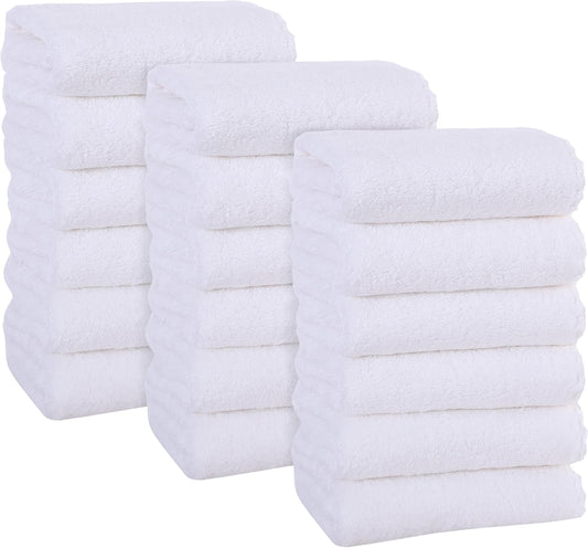 MOONQUEEN 18 Pack Premium Hand Towels - Quick Drying - Microfiber Coral Velvet Highly Absorbent Towels - Multipurpose Use as Hotel, Bathroom, Shower, Spa, Hand Towel 16 x 28 inches (White)