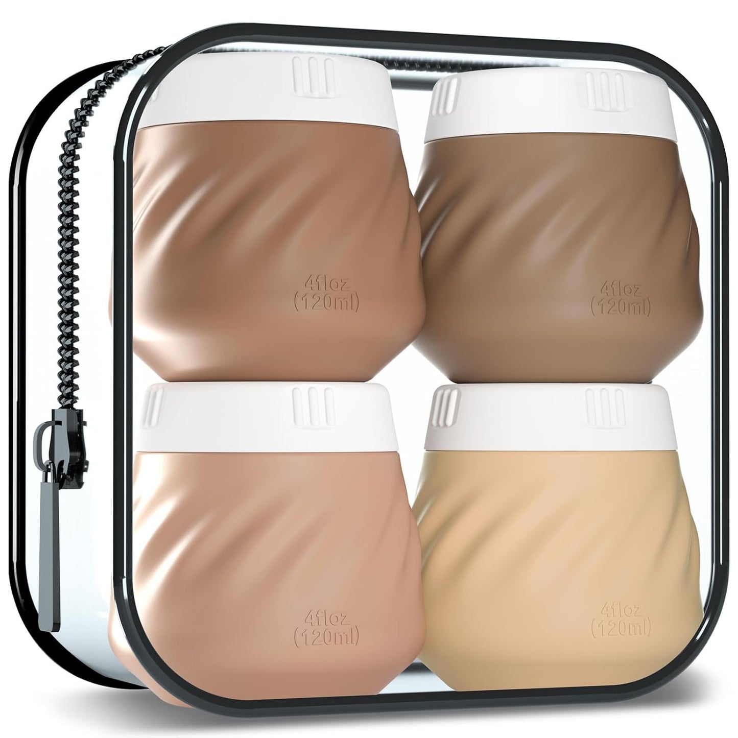 Gemice 4 OZ Travel Size Containers for Toiletries, 4-Pack Leak-Proof Silicone Slime Jars with Lids, BPA Free Small Round Cosmetic Slime Container for Lotion, Cream, Ointments, Travel Essentials