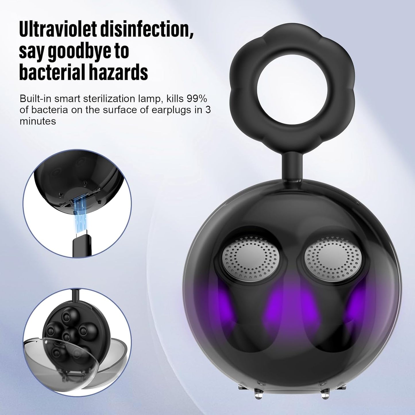 Ear Plugs, Sleep Earplugs with Cleaning, Memory Foam & Silicone Tips, Noise Reduction up to 35 dB, with 3 Sizes & Case, Reusable, Noise Protection Earplug for Side Sleepers, Travel, Work Black