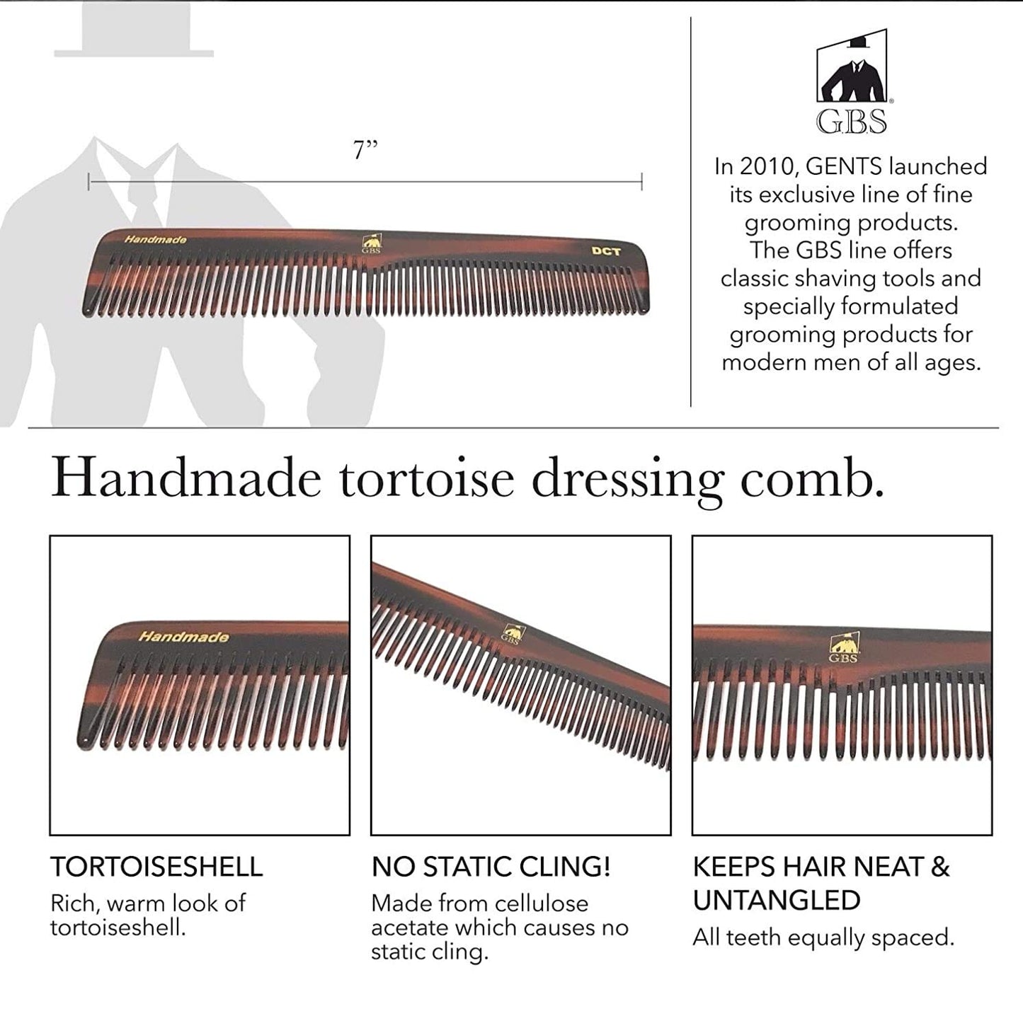 Handmade Hair Comb Set - 4 Piece Professional Grooming Kit for Men & Women (Dressing, Folding, Pocket & Mustache Combs)