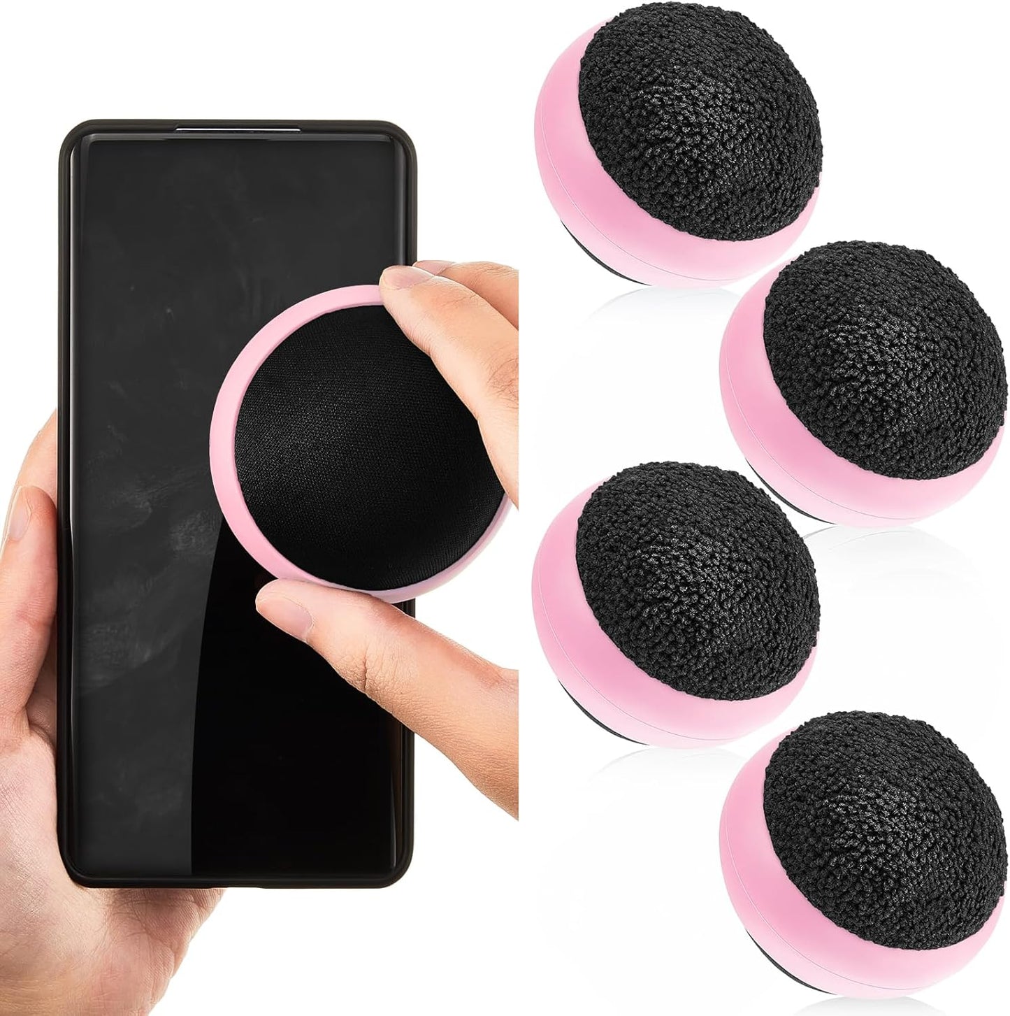 Suclain 4 Pack Christmas Touch Screen Cleaner Balls Phone Cleaning Ball Microfiber Touch Car Screen Glass Cleaner for Computer Laptop Phone Monitor(Pink)