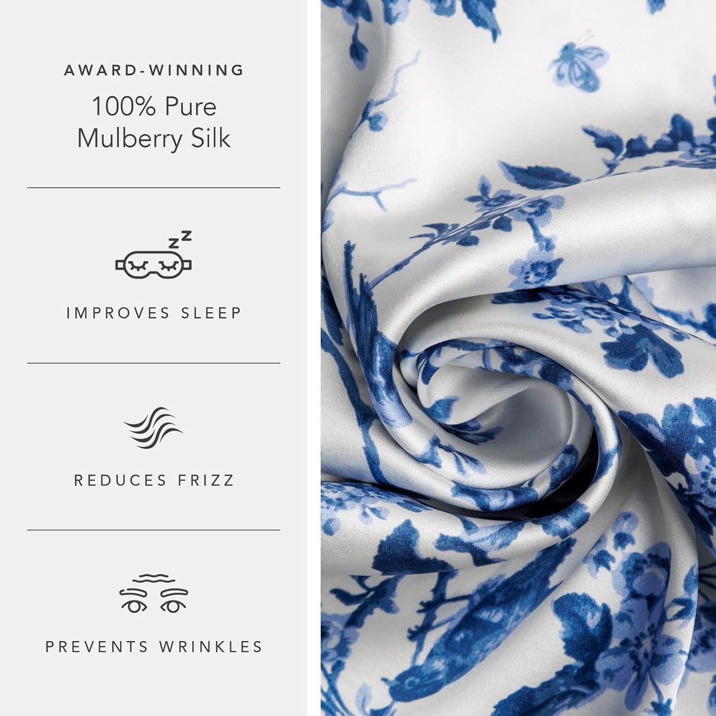 Fishers Finery 25mm 100% Pure Mulberry Silk Pillowcase (Tea Cup Print, Queen)