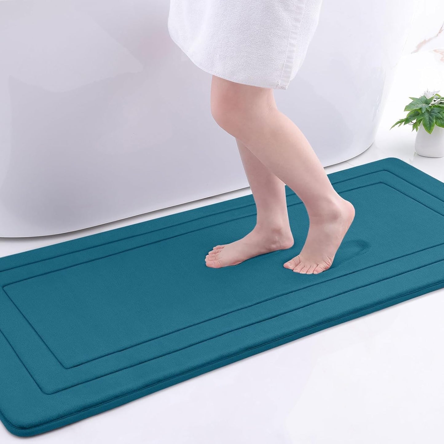 Arotive Memory Foam Bathroom Rug Mat 54x24, Ultra Soft and Absorbent Bath Mat, Machine Wash Dry, Comfortable Bath Rug Carpet for Bathroom Floor, Tub and Shower, Peacock Blue