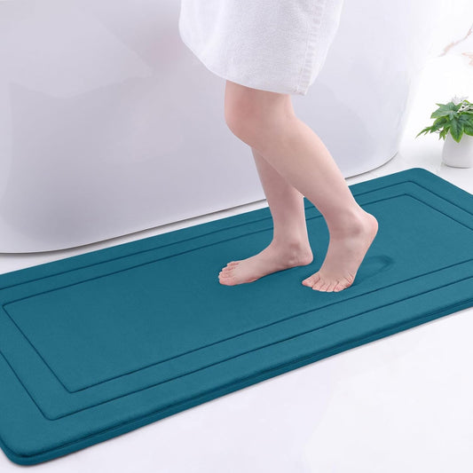 Arotive Memory Foam Bathroom Rug Mat 54x24, Ultra Soft and Absorbent Bath Mat, Machine Wash Dry, Comfortable Bath Rug Carpet for Bathroom Floor, Tub and Shower, Peacock Blue
